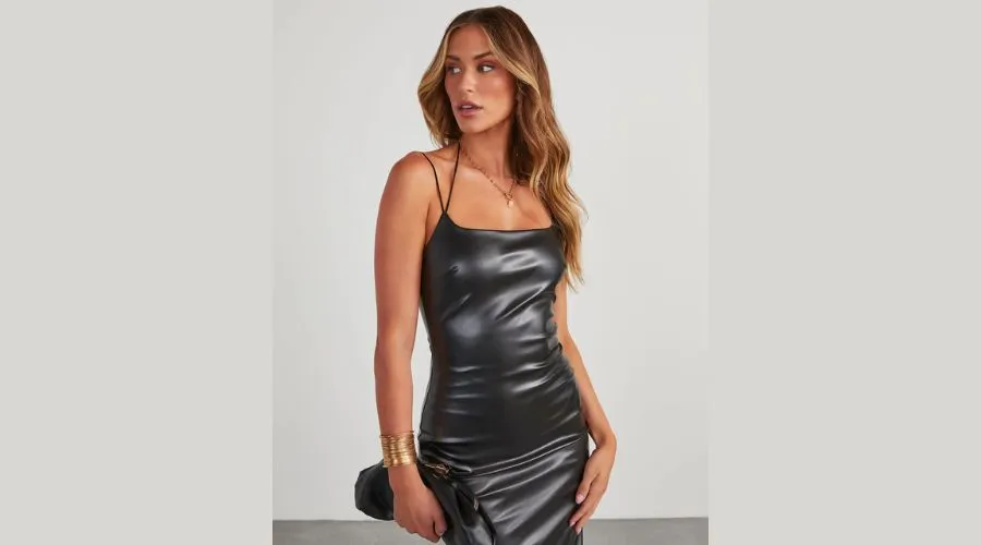 Rip The Runway Faux Leather Midi Dress