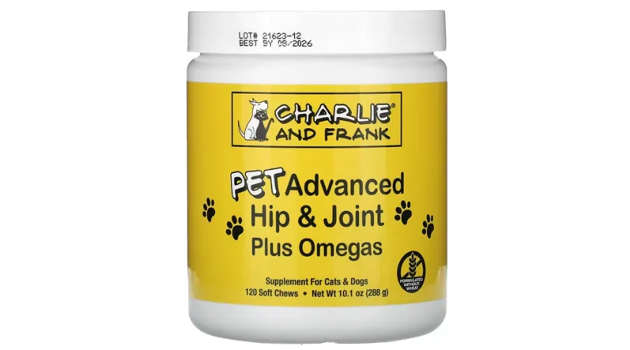 Charlie and Frank, PET Advanced Hip & Joint Plus Omegas, For Cats & Dogs, 120 Soft Chews