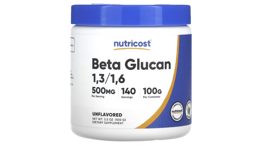 Nutricost, Beta Glucan 1,3/1,6, Unflavored, 500 mg, 3.5 oz (100 g)