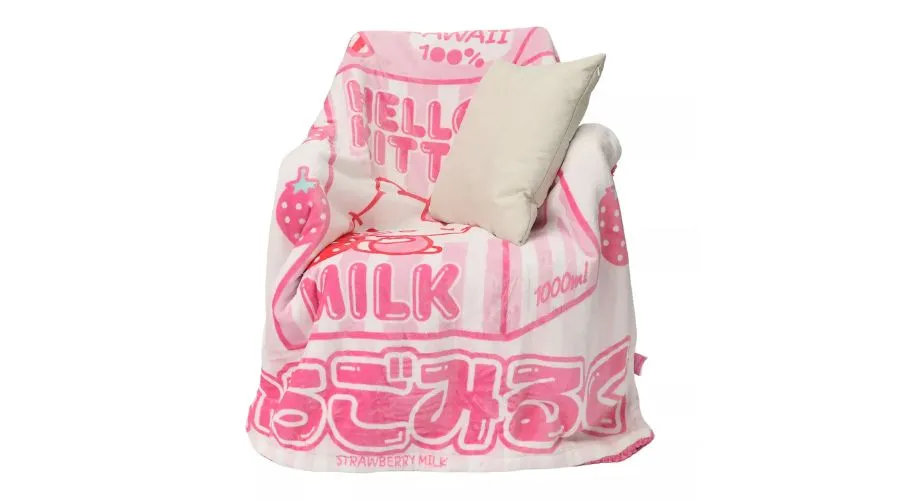 Hello Kitty Strawberry Milk Carton Throw Blanket