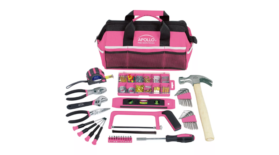 Apollo Tools Household Tool Kit with a Pink Bag