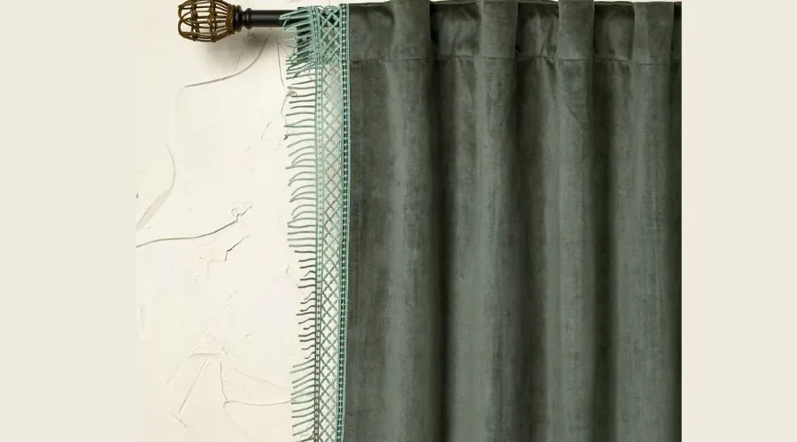 Opalhouse+Jungalow- Velvet Macrame Trim Window Curtain Panel
