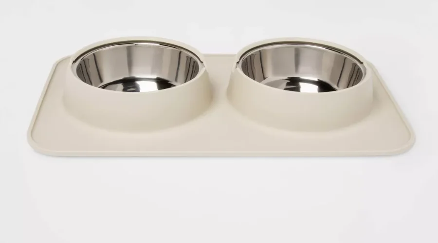 Silicone Pet Mat + Stainless Steel Double Diner