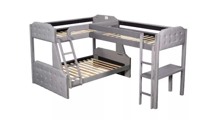 L-Shaped Twin over Full Bunk Bed and Twin Loft Bed with Desk by ModernLuxe