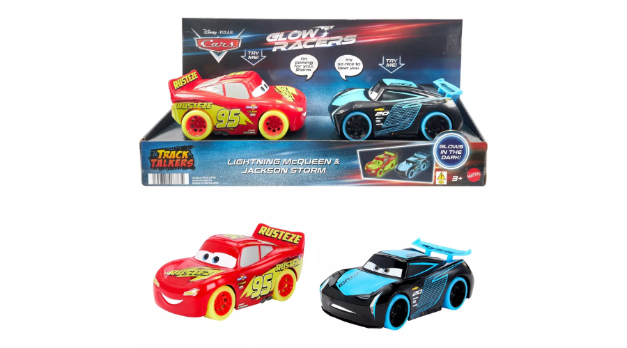 Pixar Cars Track Talkers Glow Racers Lightning McQueen & Jackson Storm