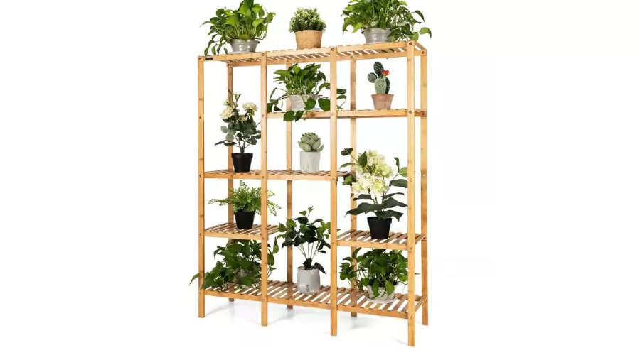 Multifunctional Bamboo Shelf Storage Organizer Rack Plant Stand 