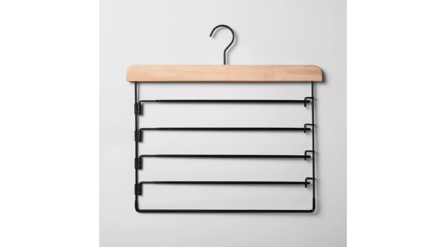 5 Tier Pants Hanger Natural Wood | Nobelpuma