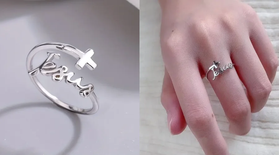 Adjustable Fashion Ring With A Stylish Cross Design In 925 Silver