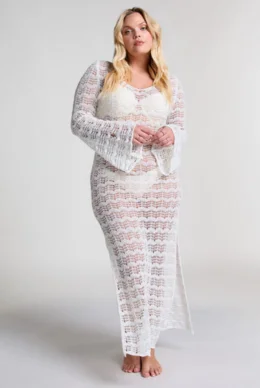 Crochet Maxi Dress – White (1)