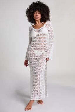 Crochet Maxi Dress – White