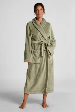 Fleece-Bademantel – Grün