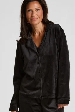 Long-sleeved Velour Jacket – Black