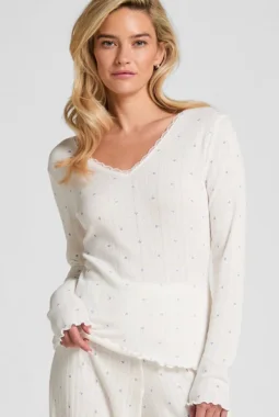 Pointelle Pyjama Top – Blue