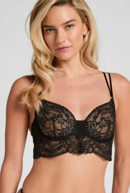 Sabrina Unpadded Longline Underwire Bra – Black