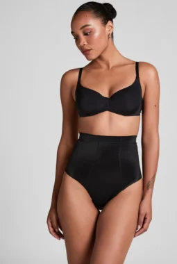 Shaping High-Waisted Scuba Thong – Black