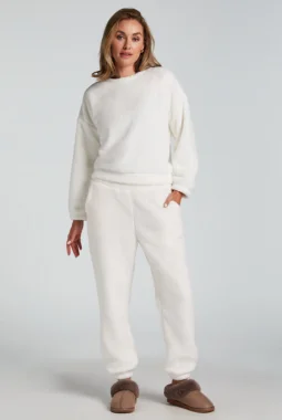Snuggle Fleece Joggers – White