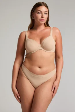 Unpadded Underwire Mesh Bra – Beige (1)