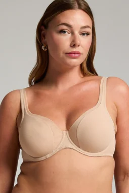 Unpadded Underwire Mesh Bra – Beige