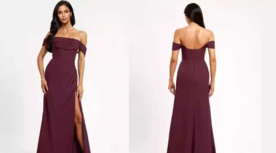 A-Line Off the Shoulder Floor-Length Chiffon Bridesmaid Dress With Ruffle